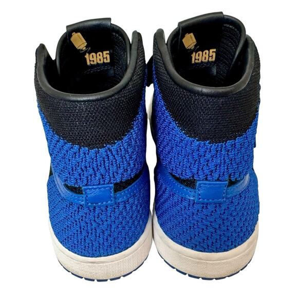 NIKE AIR JORDAN 1 Retro Flyknit BG Black Royal Blue Size 6Y 38.5 NEW IN BOX - Picture 9 of 14